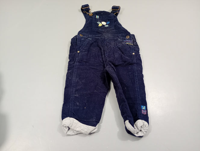 Salopette bleu marine à revers en velours côtelé , tête d'ourson", moins cher chez Petit Kiwi