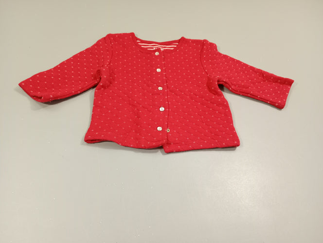 Gilet rouge, motifs blancs, moins cher chez Petit Kiwi