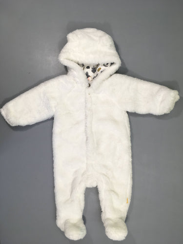 Combinaison pilote peluche blanc à capuche oreilles, moins cher chez Petit Kiwi