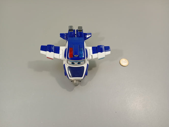 Super Wings bleu et blanc  transformable  d' avion en robot, moins cher chez Petit Kiwi