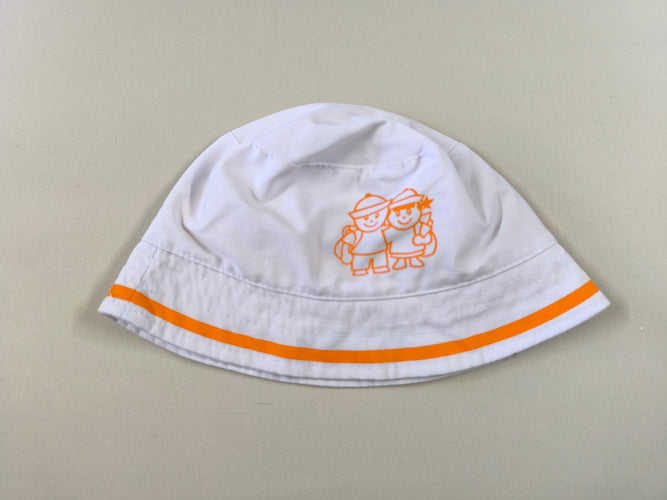 Chapeau blanc 2 écoliers oranges, moins cher chez Petit Kiwi