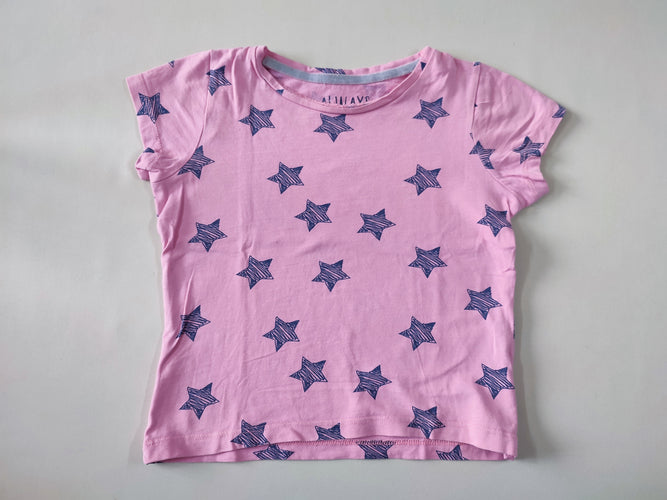 T-shirt m.c rose étoiles bleu marine, moins cher chez Petit Kiwi