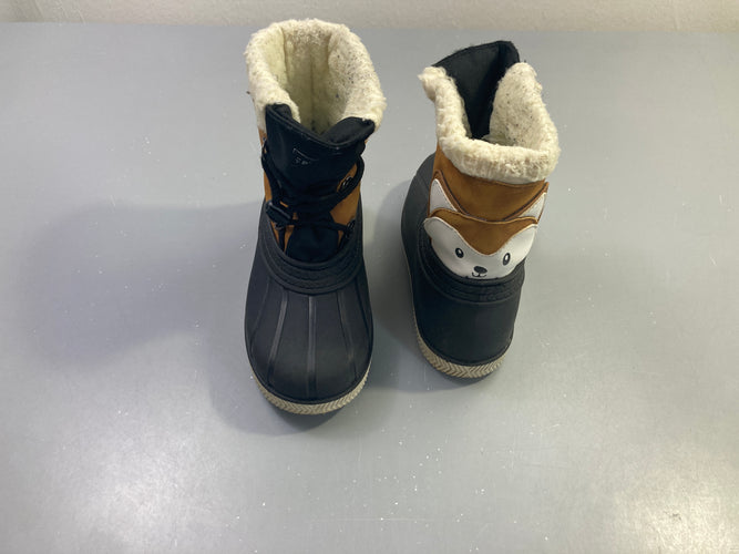 Bottes de neige noires fourrées renard Friboo, moins cher chez Petit Kiwi