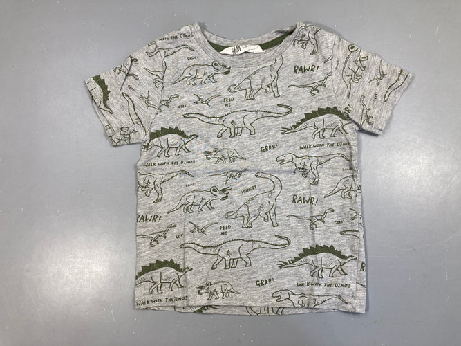 T-shirt m.c gris Dino kaki, moins cher chez Petit Kiwi