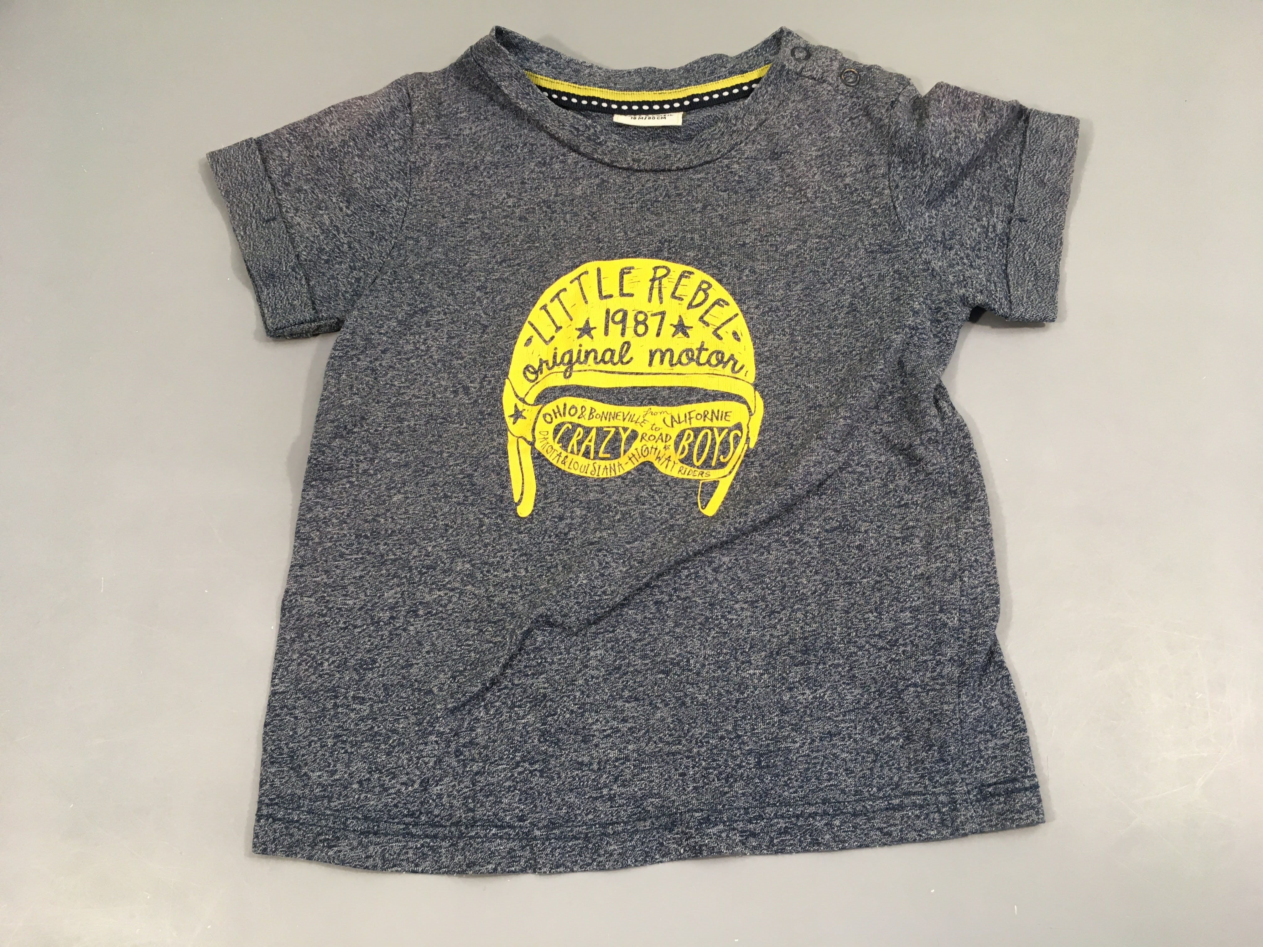 T-shirt m.c bleu chiné , little rebel