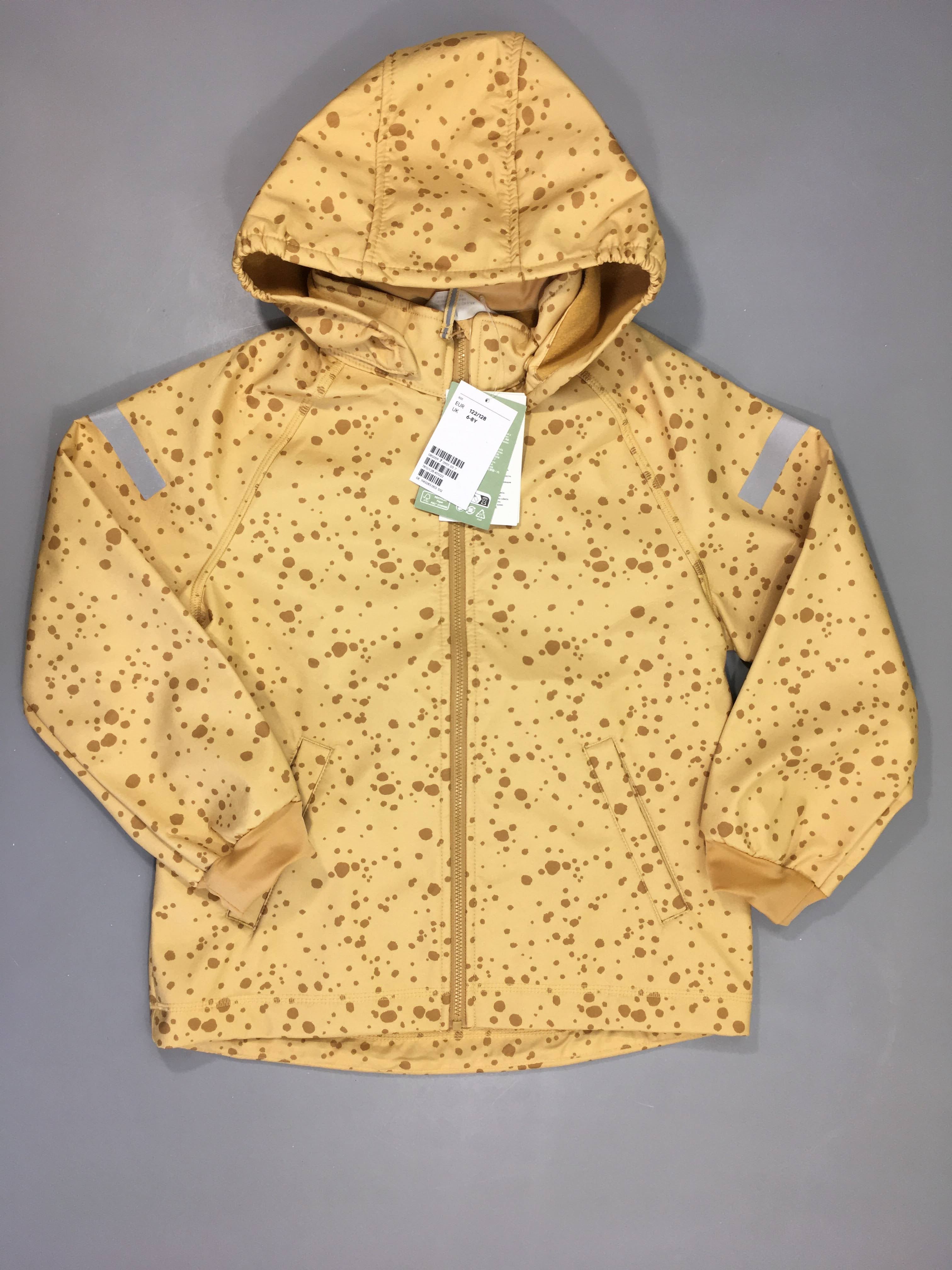 NEUF veste zippée softshell jaune effet taches