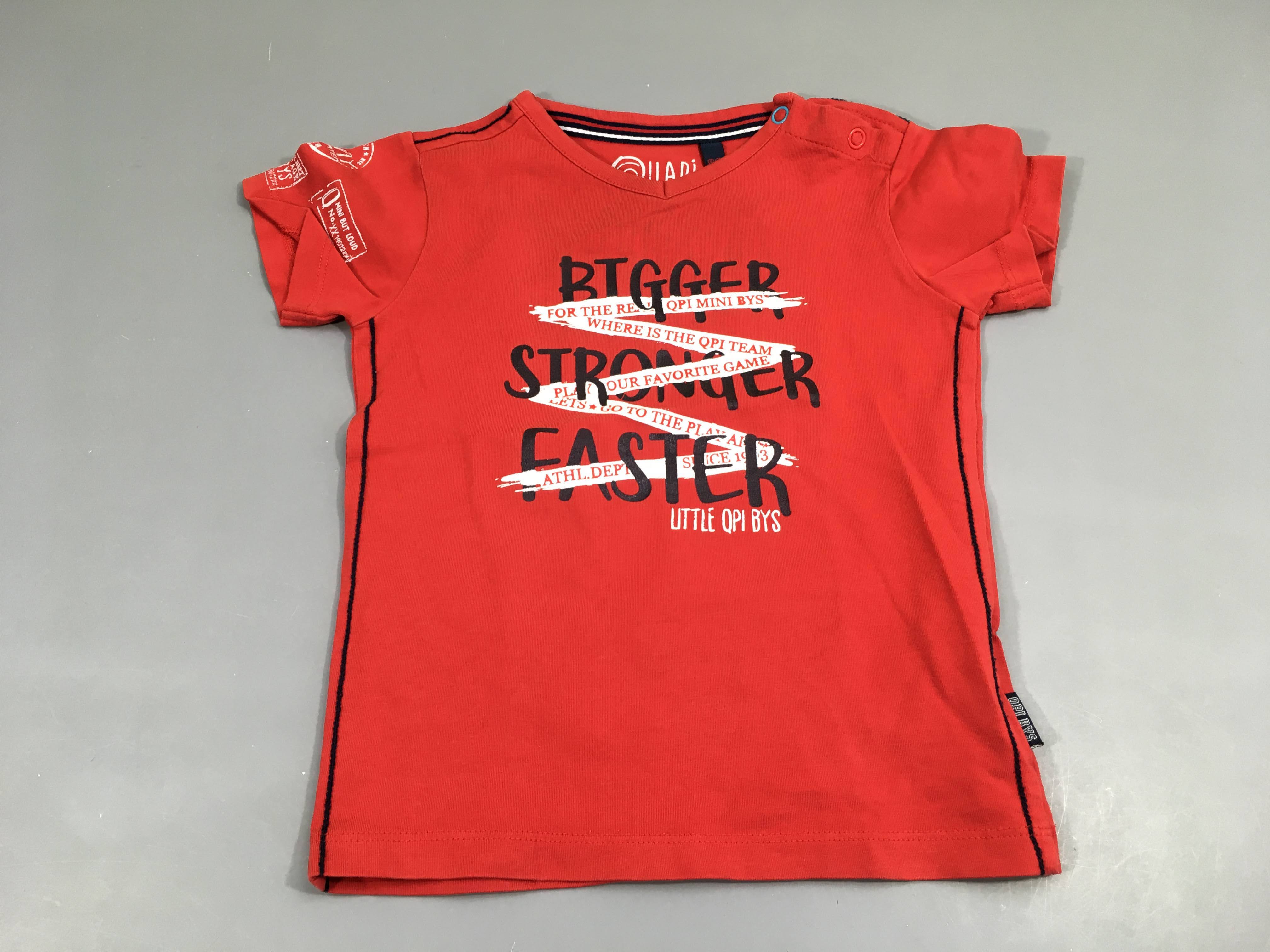 T-shirt m.c rouge motifs bleu/blanc , Quapi