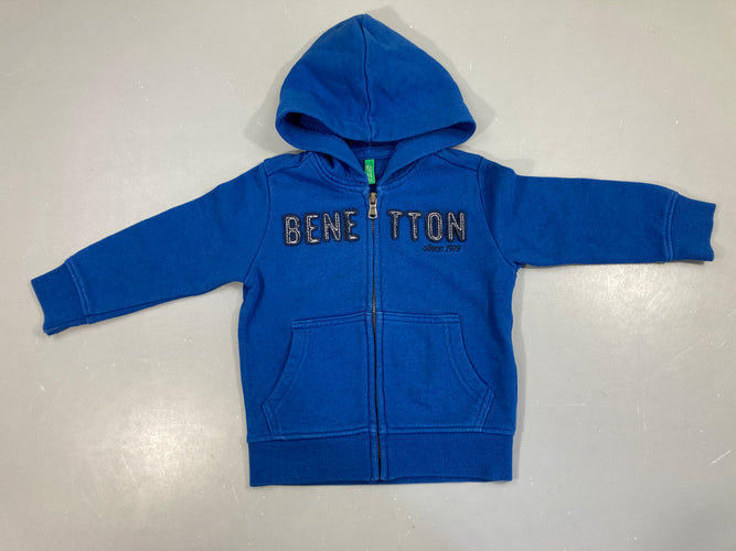 Sweat zippé à capuche bleu Benetton, moins cher chez Petit Kiwi