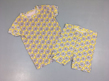 T-shirt m.c jaune fleurs + cycliste