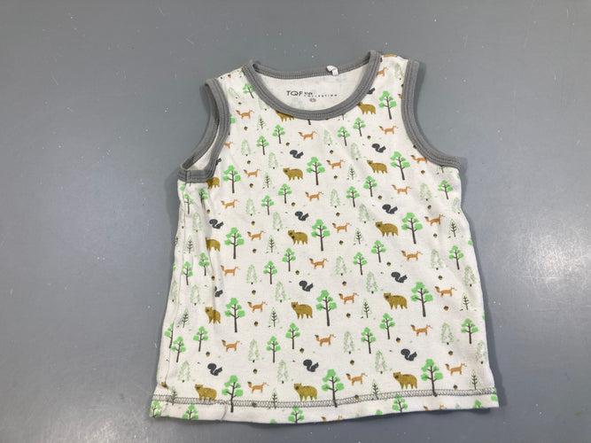 Chemisette s.m blanche animaux foret Boulochée, moins cher chez Petit Kiwi