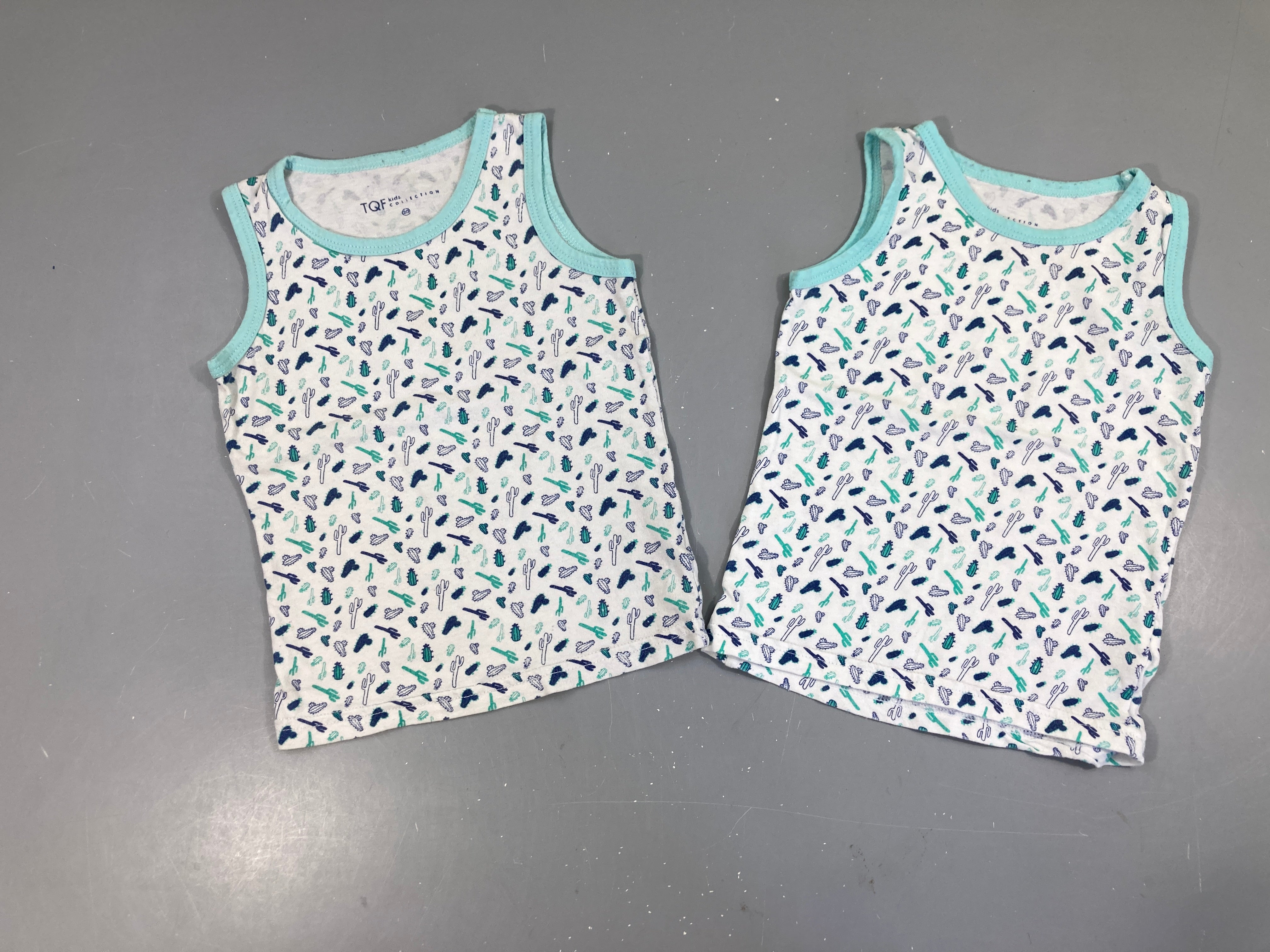 2 Chemisettes s.m blanche cactus turquoise