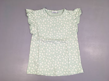 T-shirt m.c vert clair fleuri manches froufrous