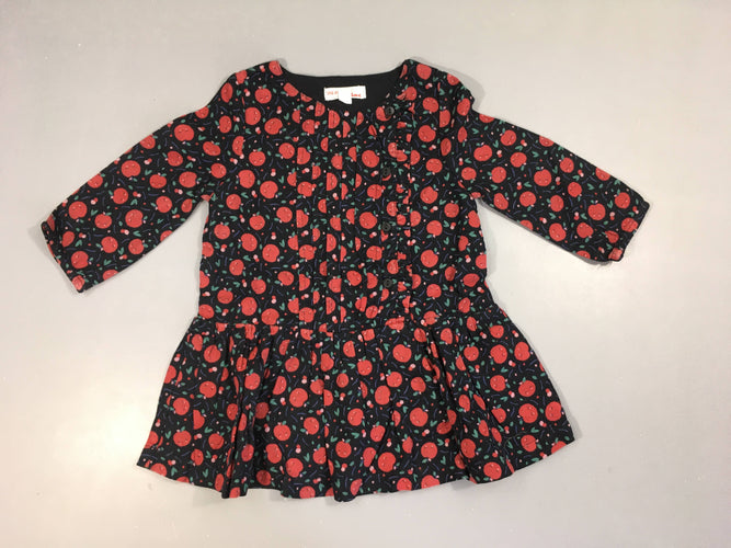 Robe m.l bleu marine pommes, moins cher chez Petit Kiwi