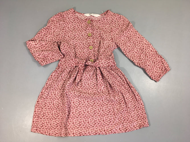 Robe m.l style flanelle brique fleuri blanc, moins cher chez Petit Kiwi