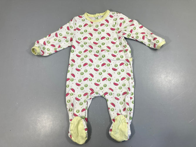 Pyjama jersey blanc pois roses Miam bouoché, moins cher chez Petit Kiwi