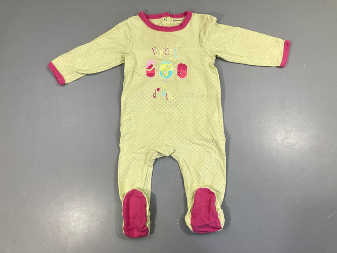 Pyjama jersey blanc fruits bouloché, moins cher chez Petit Kiwi