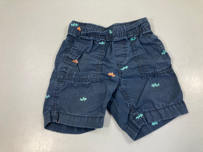 Bermuda bleu poissons légèrement délavé, moins cher chez Petit Kiwi