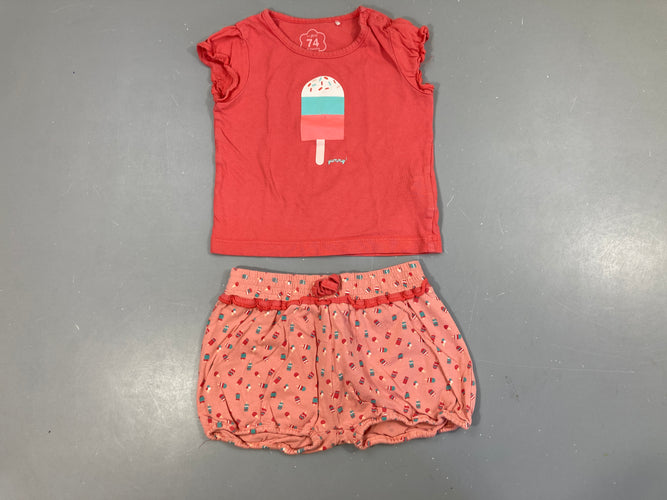 T-shirt m.c rose glace Short, moins cher chez Petit Kiwi