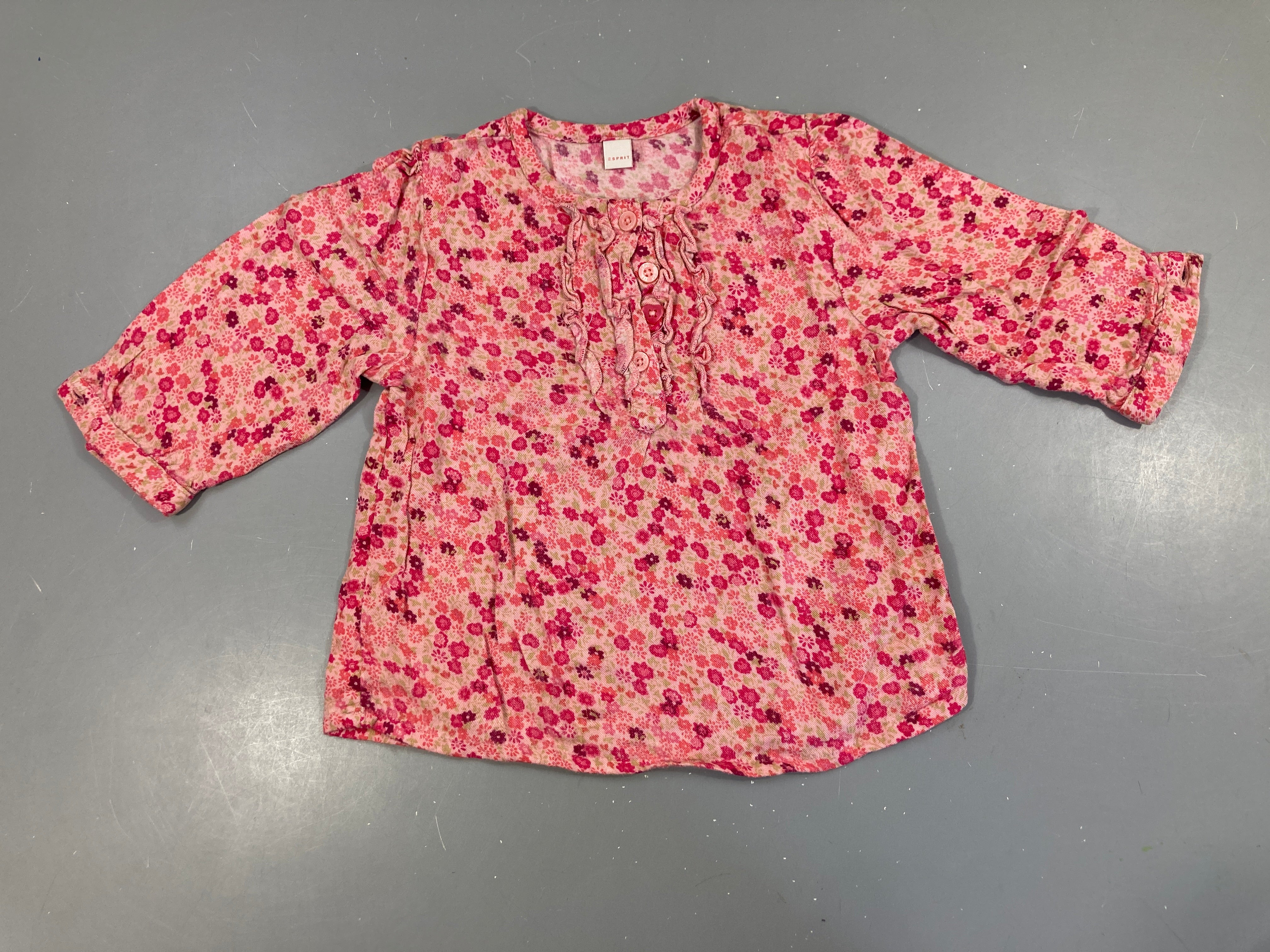 Chemise m.l rose fleuri