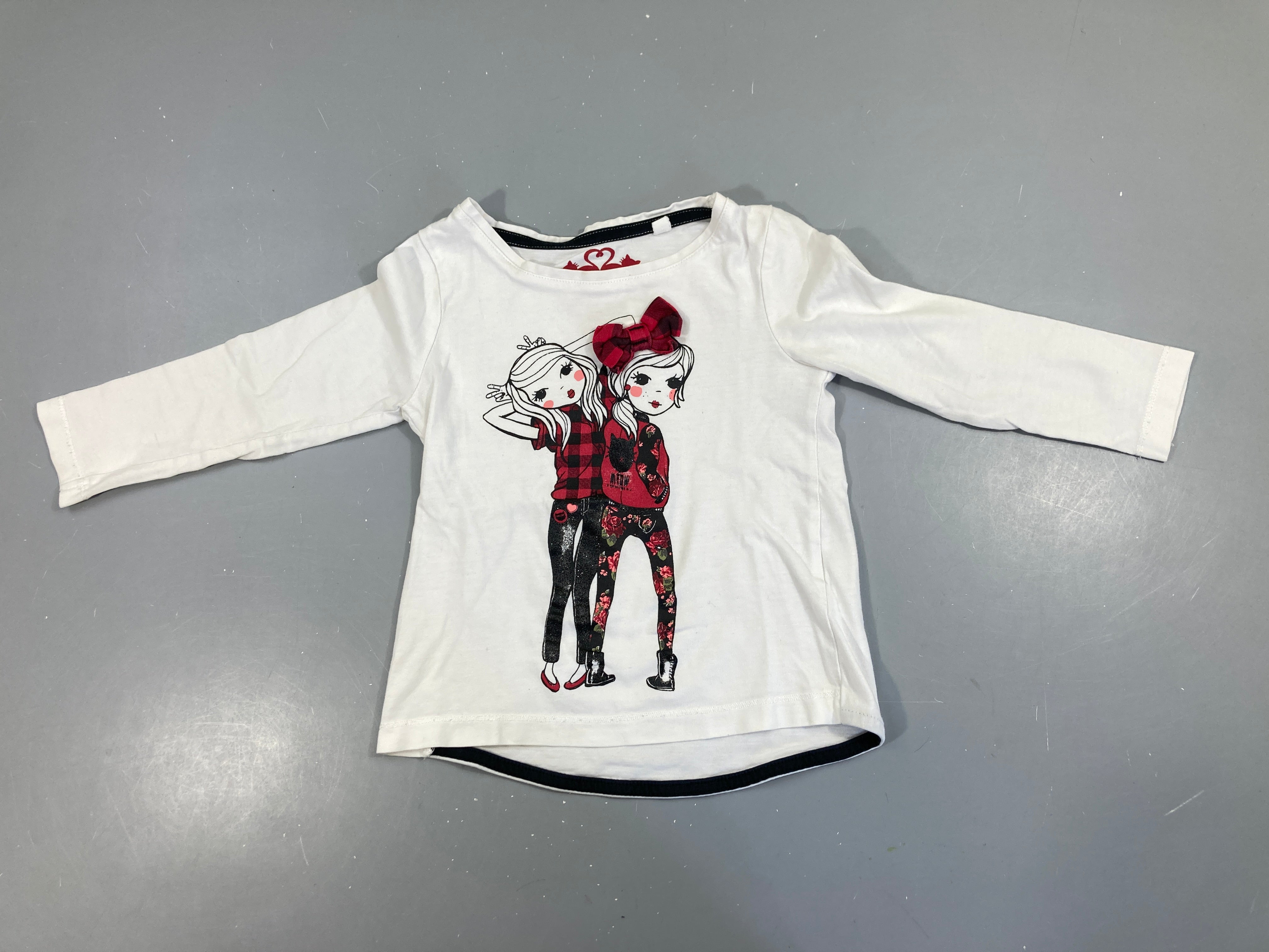 T-shirt m.l blanc filles noeud