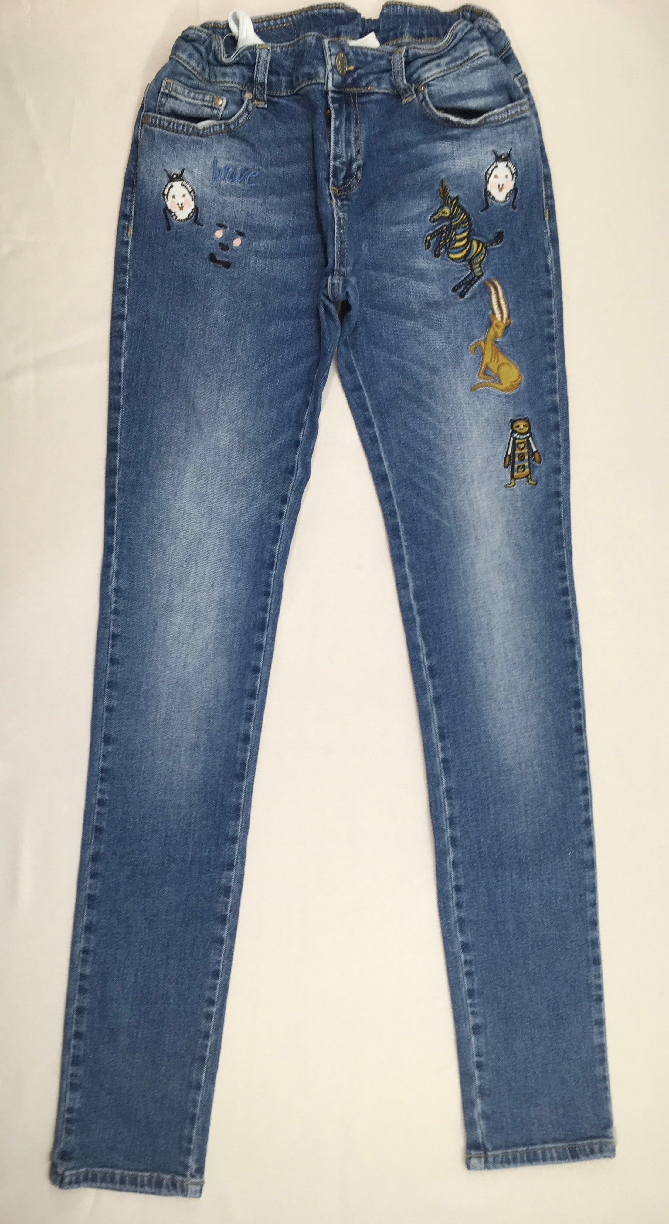 Jeans animaux brodés