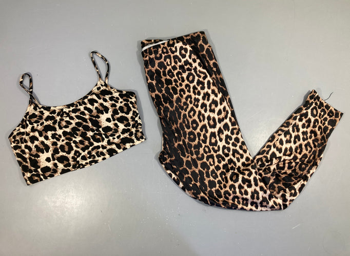 Brassière noire léopard + Pantalon souple, moins cher chez Petit Kiwi