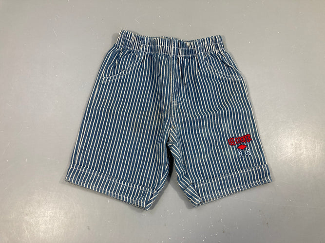 Bermuda ligné bleu/blanc, moins cher chez Petit Kiwi