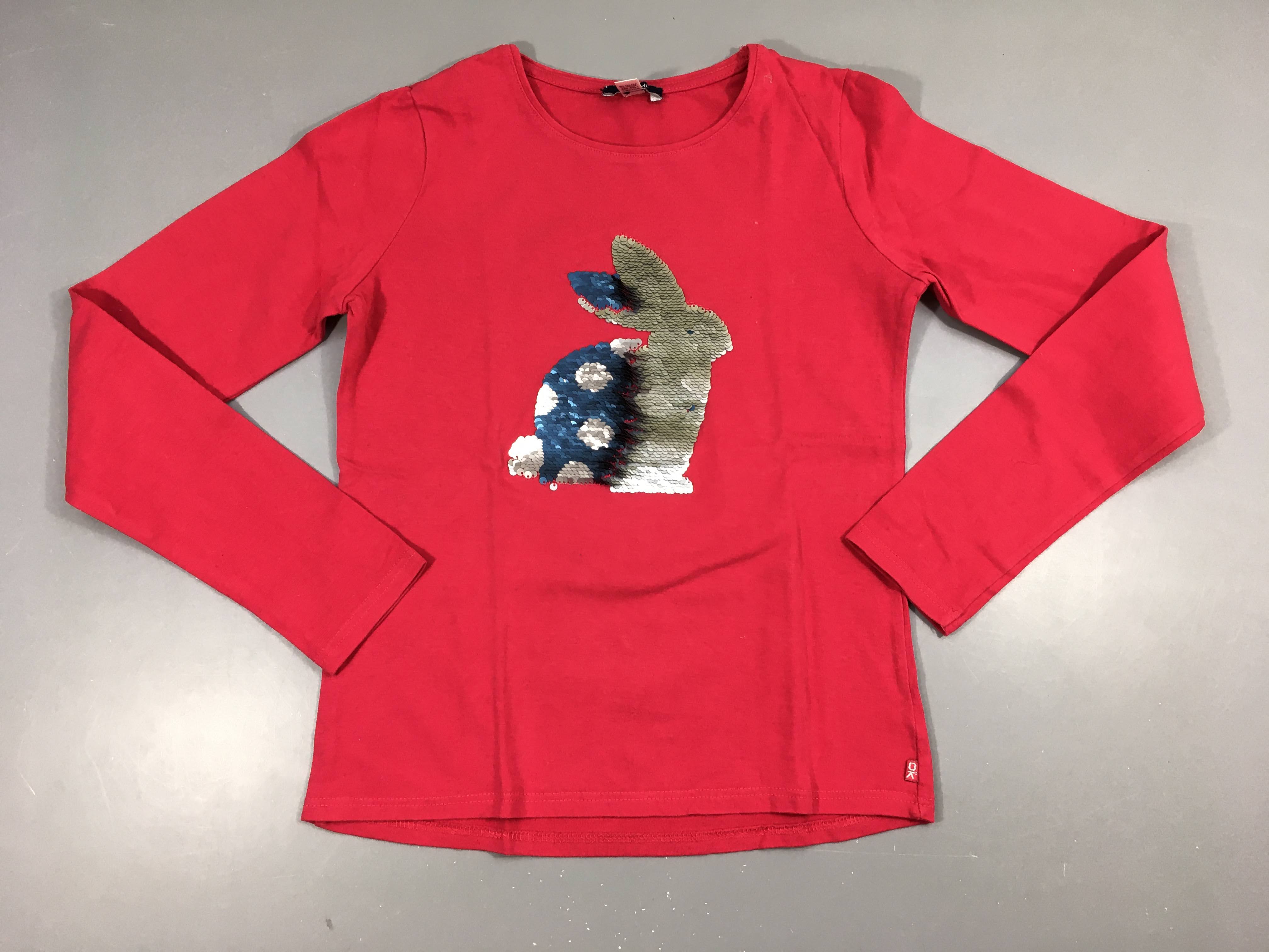 T-shirt m.l rose vif lapin sequins réversibles