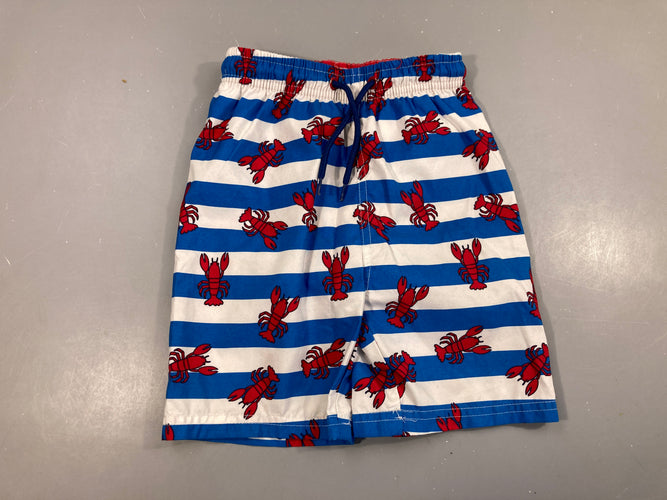 Maillot short bleu rayé blanc homards, moins cher chez Petit Kiwi