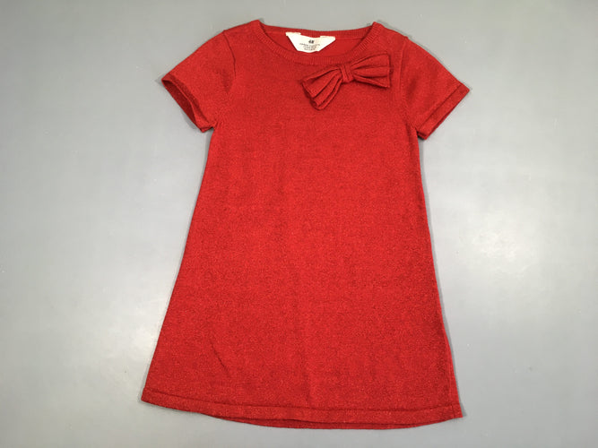 Robe pull m.c rouge pailletée noeud, moins cher chez Petit Kiwi