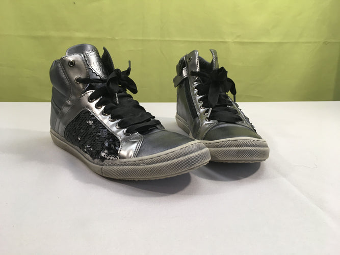 Bottines cuir gris sequins réversibles, Compagnucci, moins cher chez Petit Kiwi