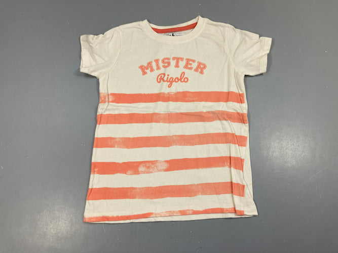 T-shirt m.c blanc/orange Mister rigolo, moins cher chez Petit Kiwi