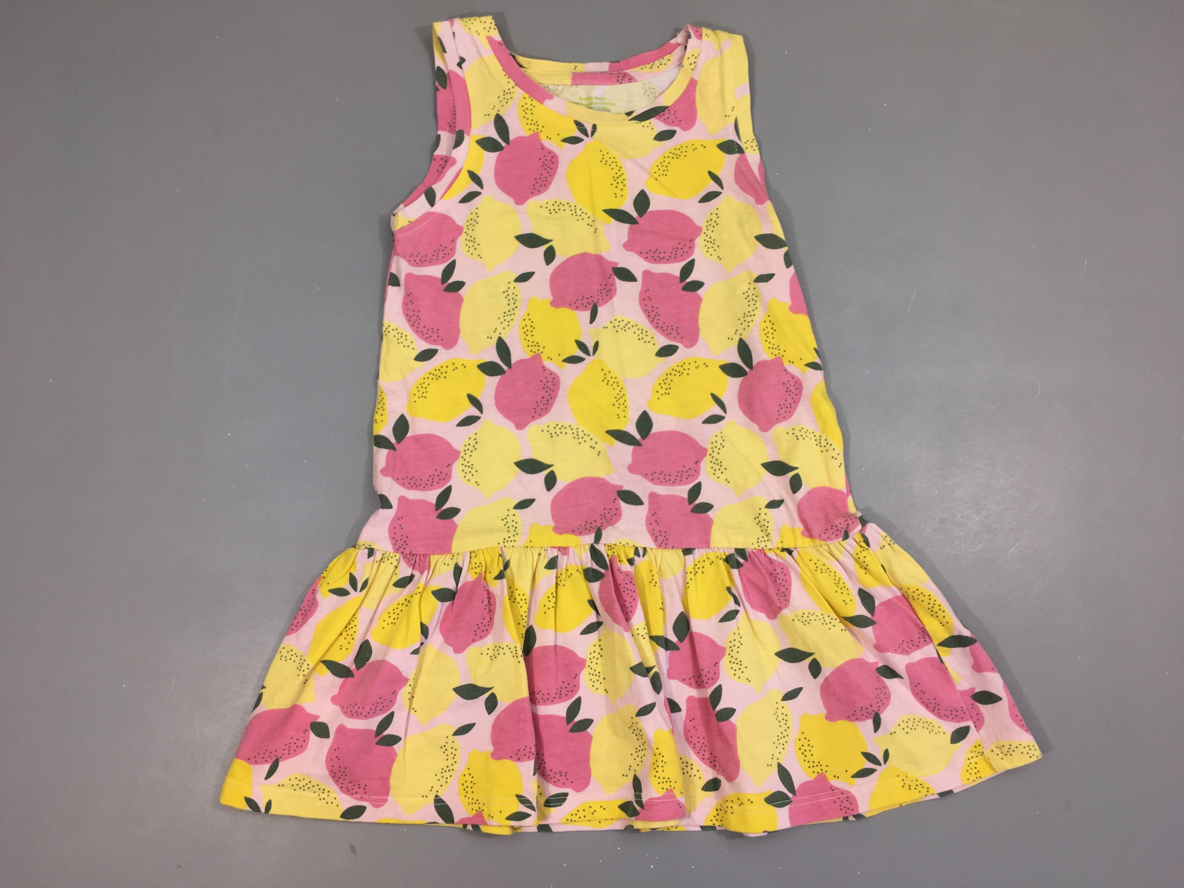 Robe s.m jersey rose/jaune citrons