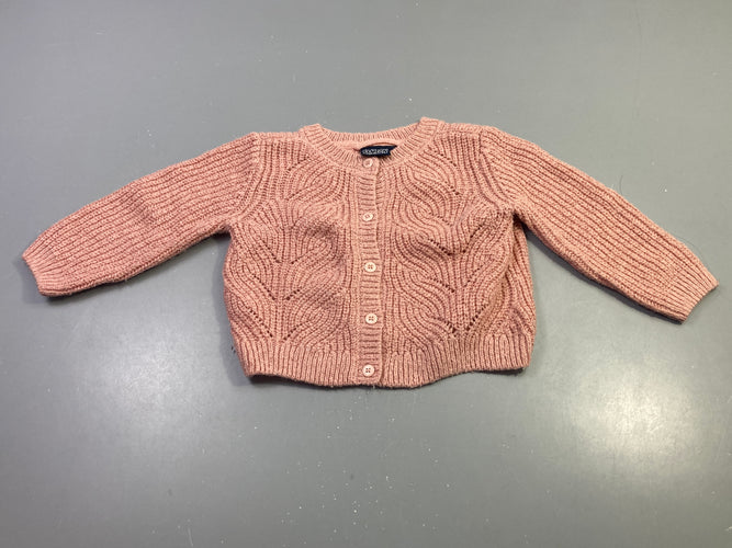Gilet rose tricot torsadé irisé, Samson, moins cher chez Petit Kiwi