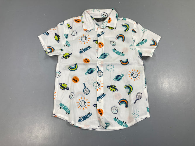 Chemise m.c blanc skates/planètes, moins cher chez Petit Kiwi