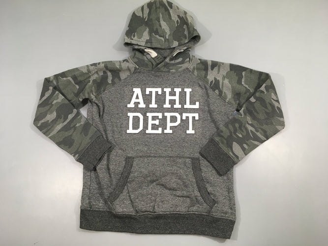 Sweat à capuche gris chiné motifs camouflage athl dept, moins cher chez Petit Kiwi