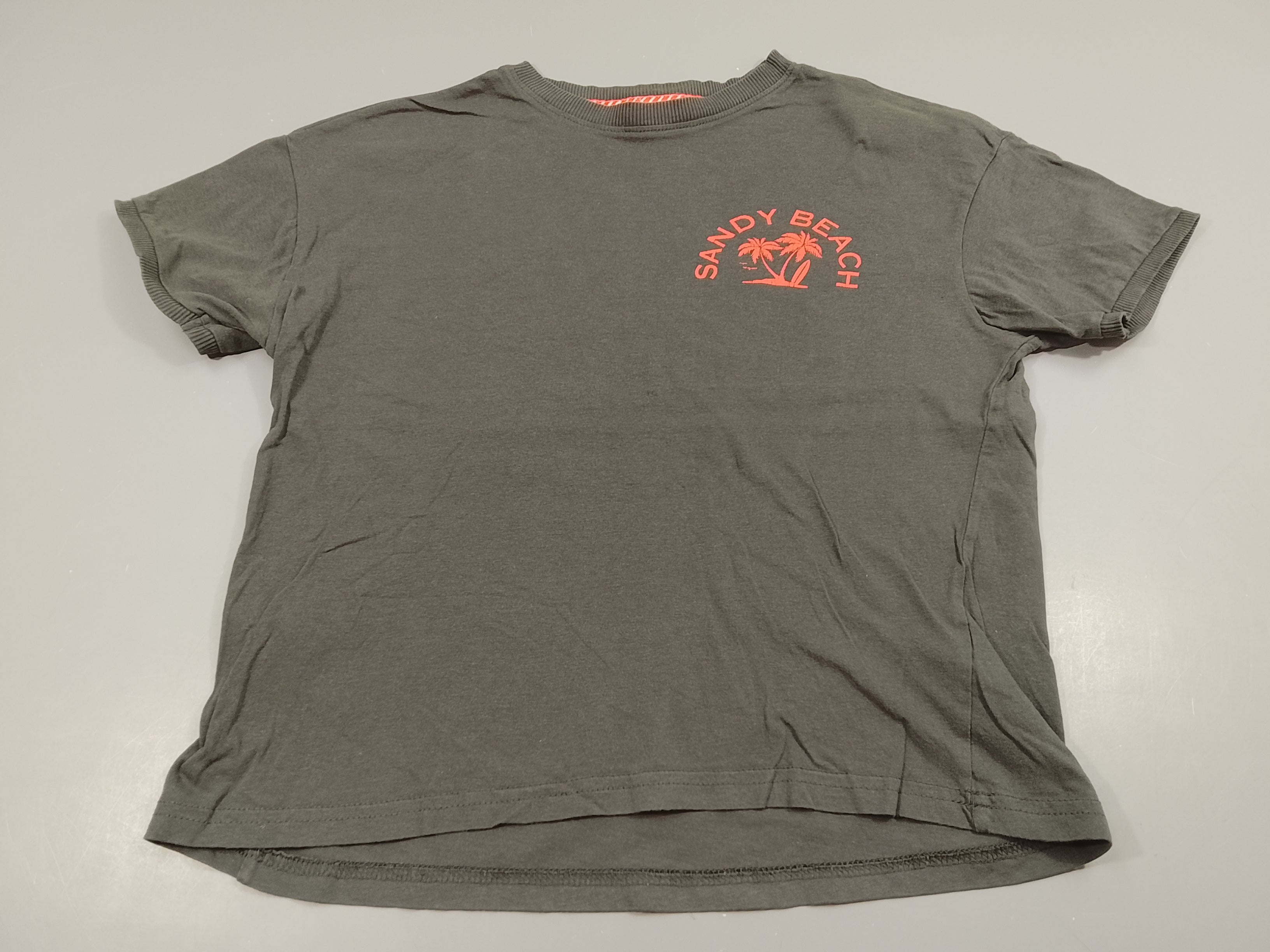 T-shirt m.c gris, palmiers roses 