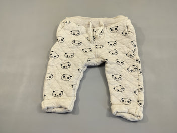 Pantalon matelassé gris très clair, têtes de pandas