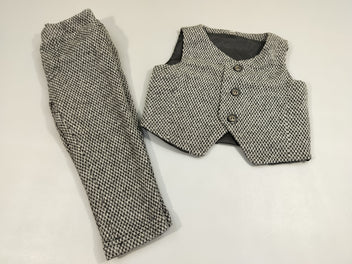 Gilet costume s.m + Pantalon motifs noirs et blancs