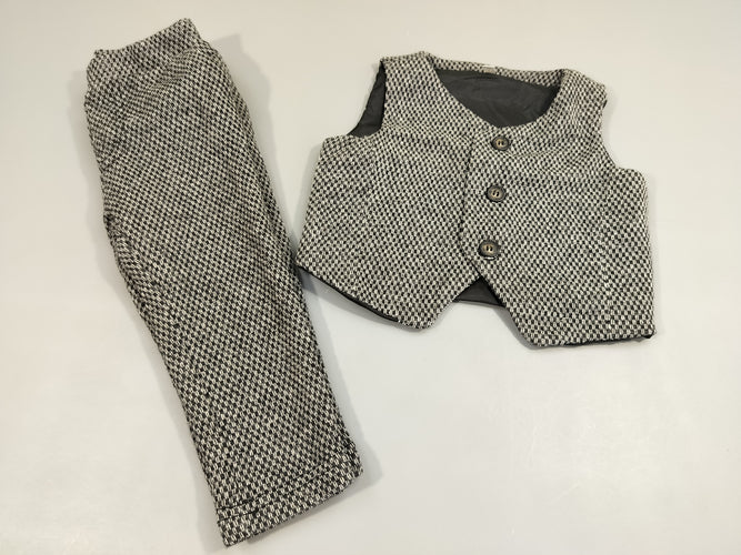 Gilet costume s.m + Pantalon motifs noirs et blancs, moins cher chez Petit Kiwi