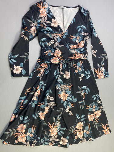 Robe m.l satin noire fleurs, Anna Field, moins cher chez Petit Kiwi