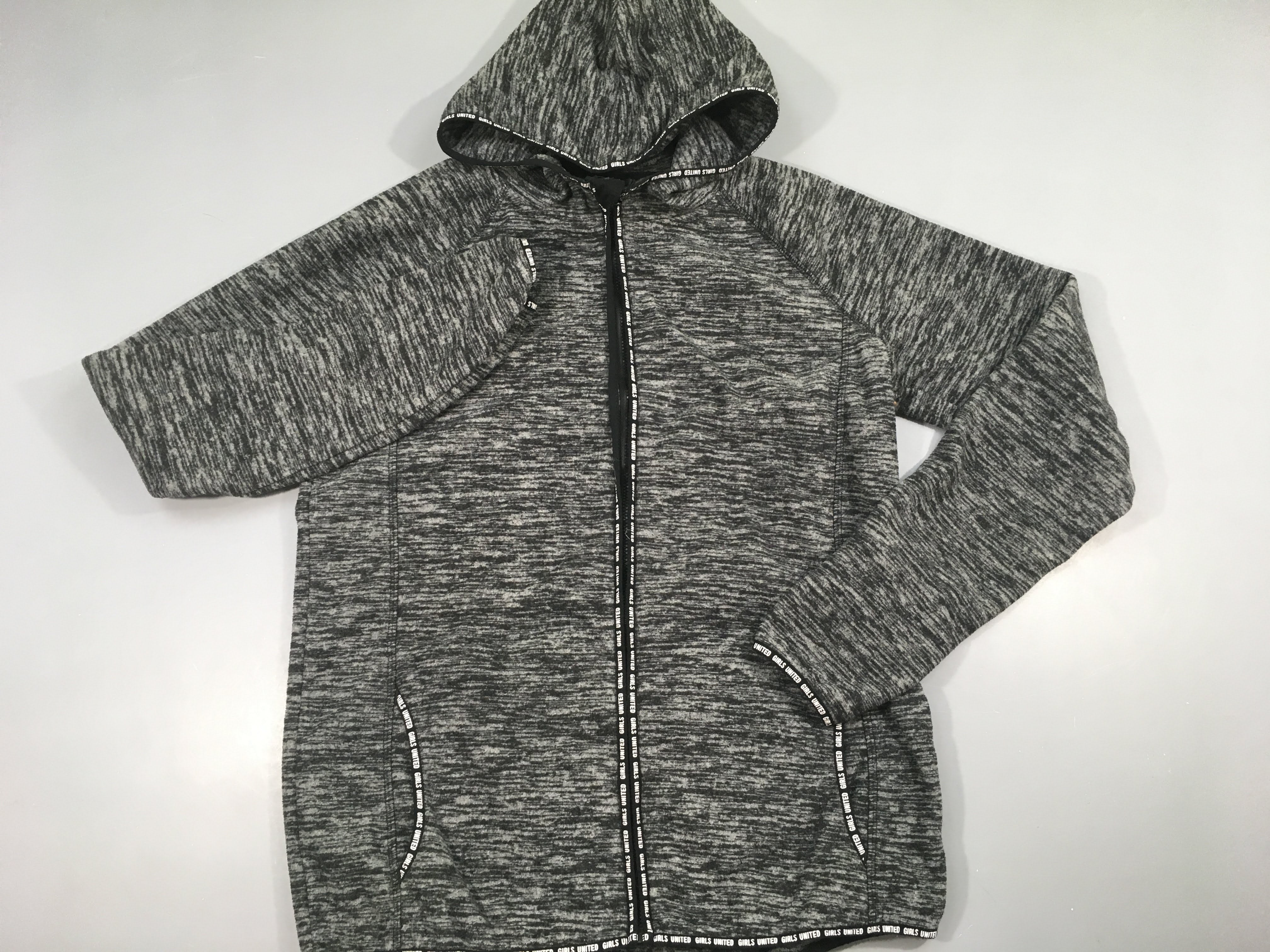Polar zippé gris flammé à capuche girls united