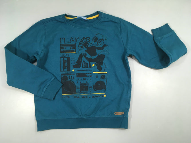 Sweat bleu canard play music, moins cher chez Petit Kiwi