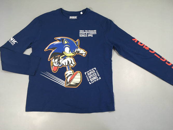 T-shirt m.l bleu Sonic, mini trou à l'arrière, moins cher chez Petit Kiwi