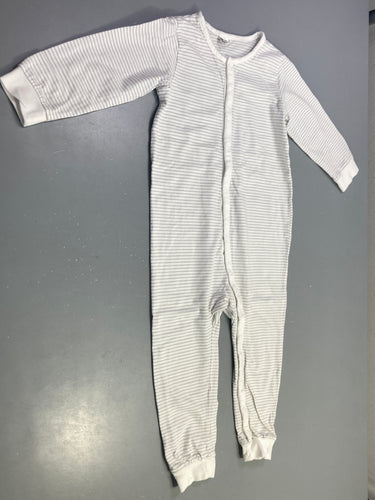 Pyjama blanc rayé gris sans pieds, moins cher chez Petit Kiwi