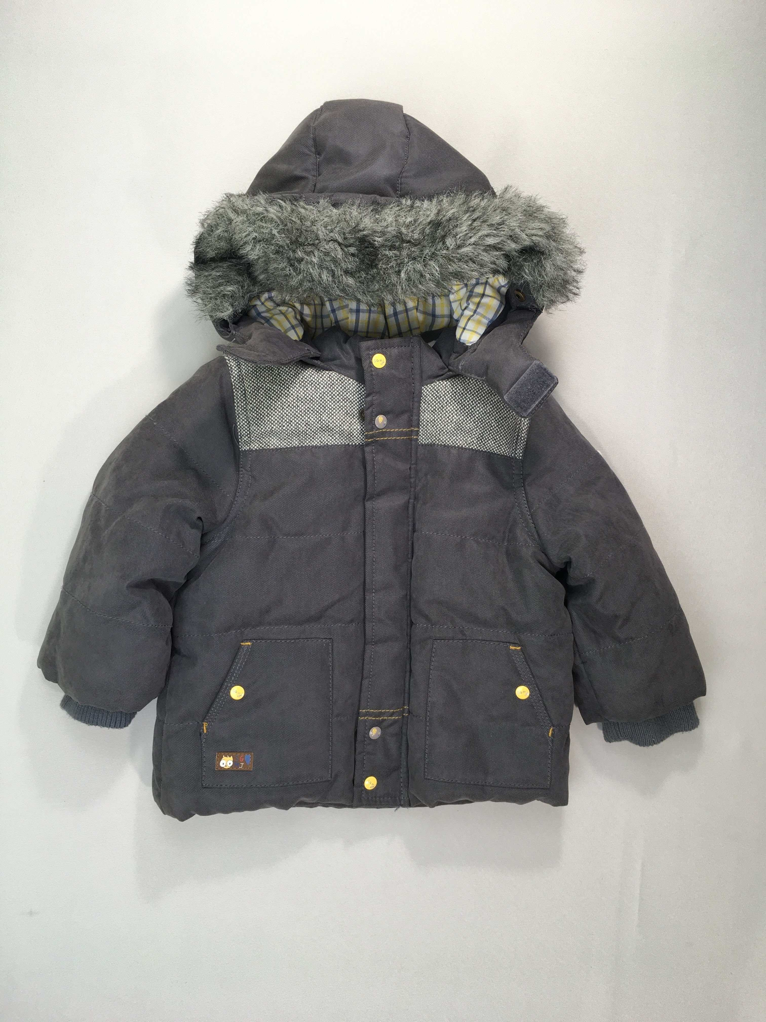 Veste à capuche amovible grise doublé mouton