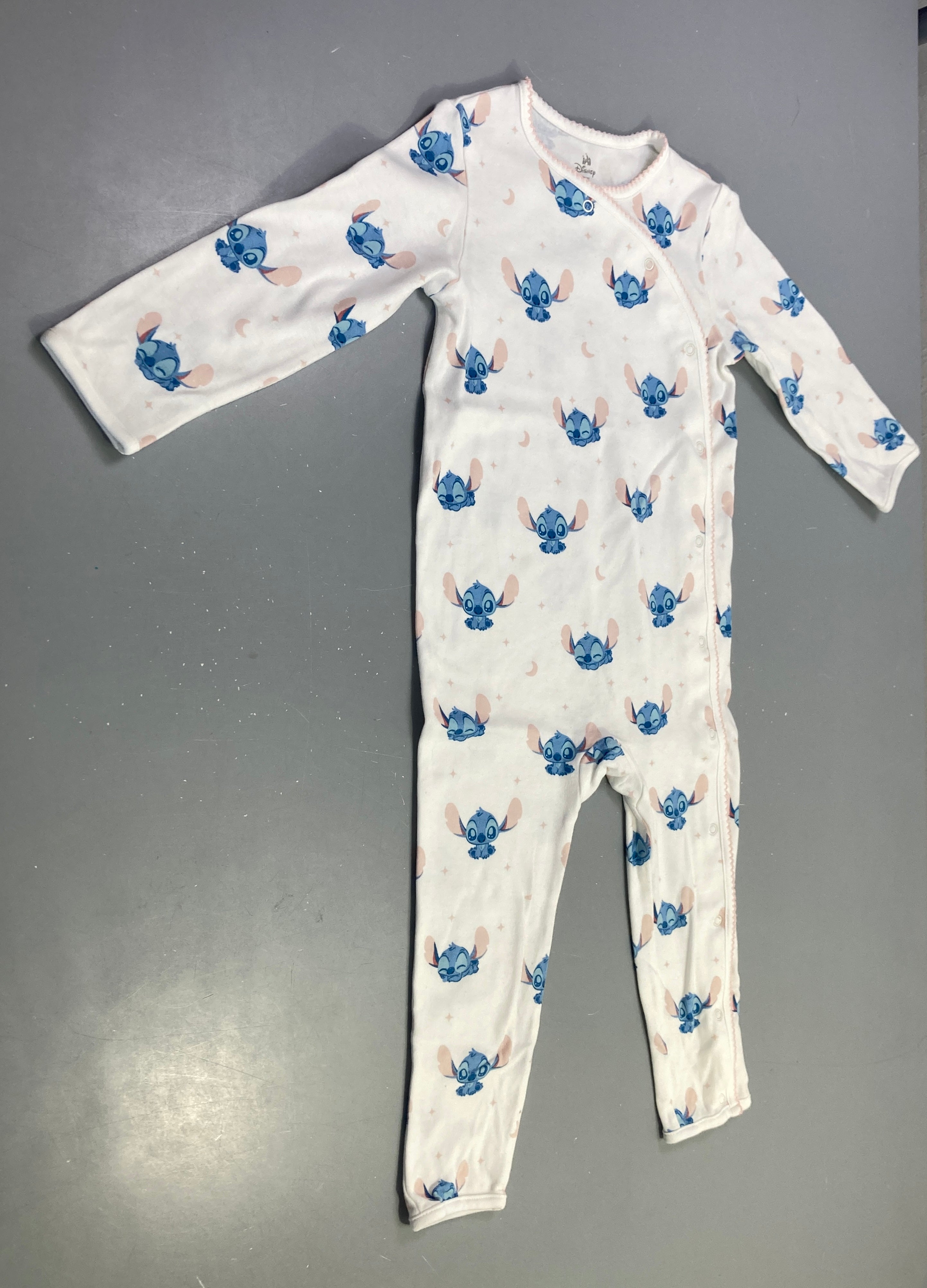 Pyjama sans pieds blanc imprimé Stitch