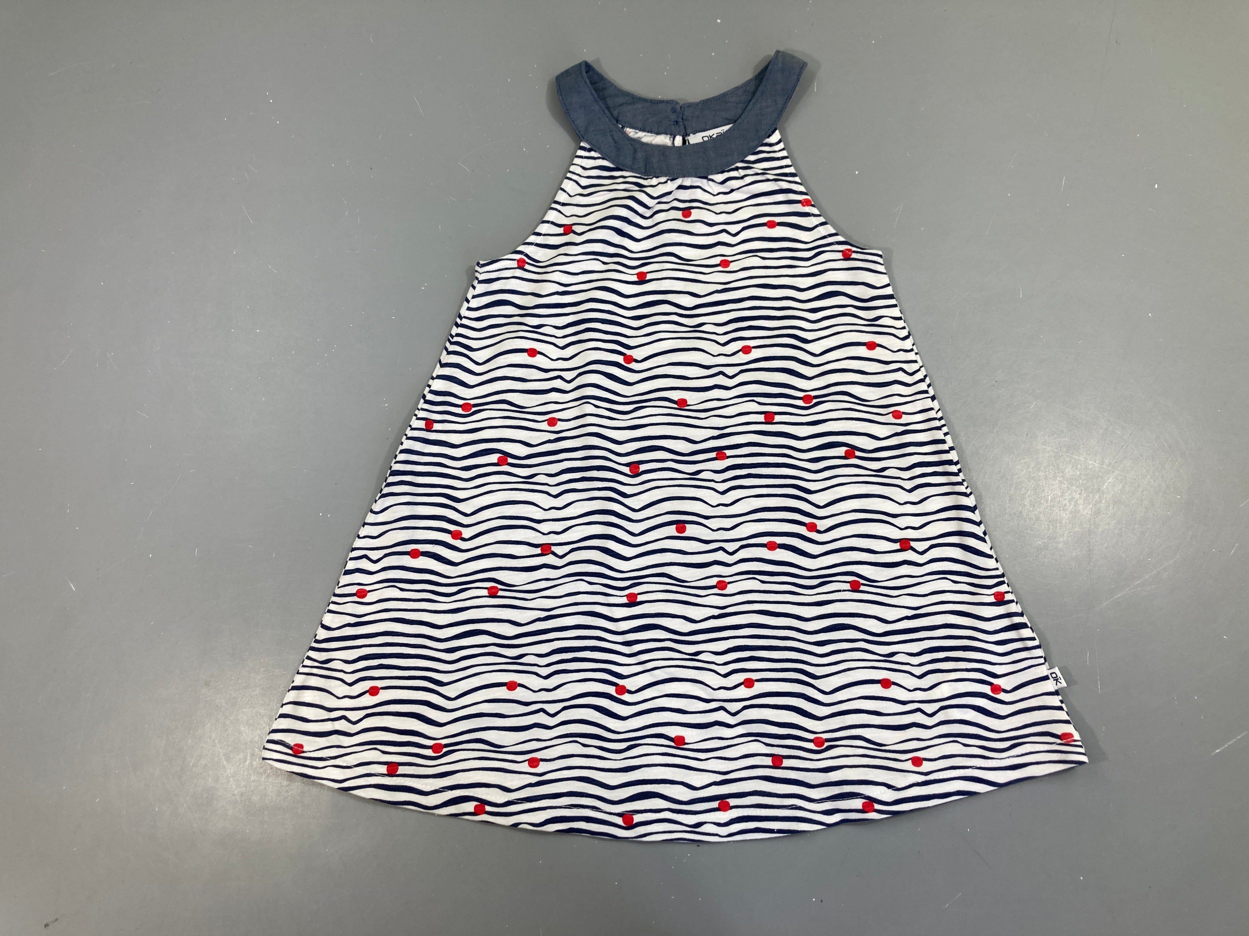 Débardeur jersey rayé blanc-bleu pois rouge