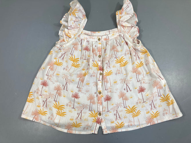 Blouse s.m écru feuilklage moutarde-rosé, moins cher chez Petit Kiwi