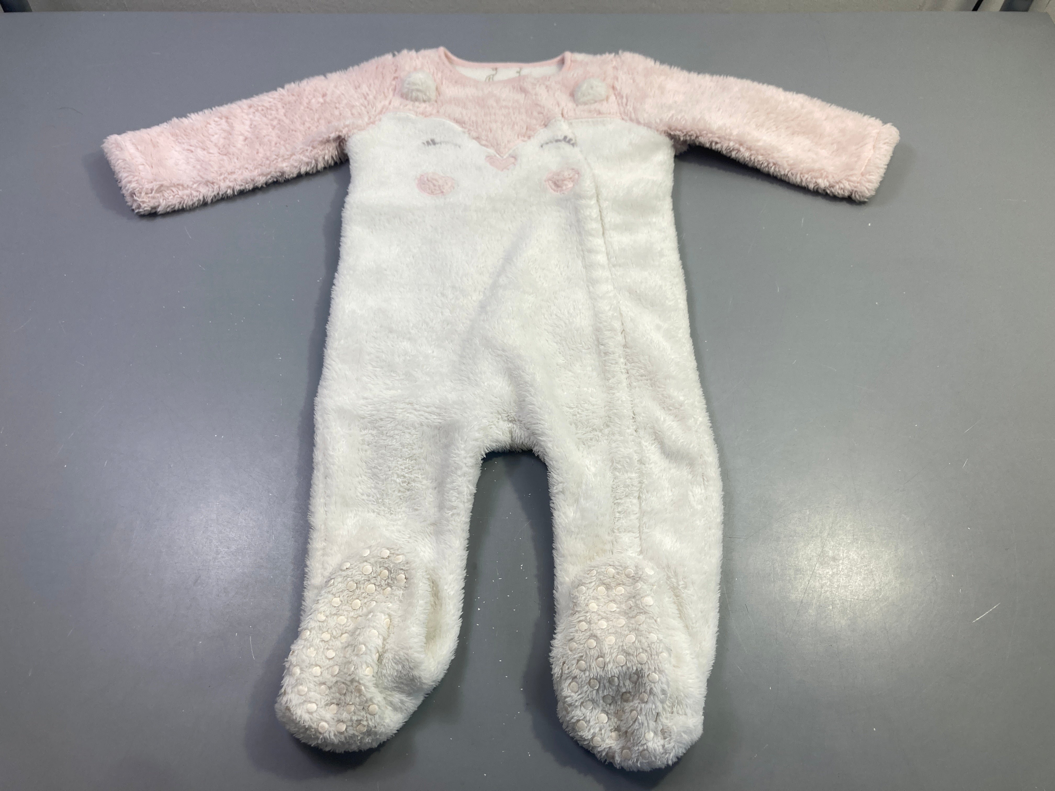 Surpyjama softy rose et blanc polaire ourson